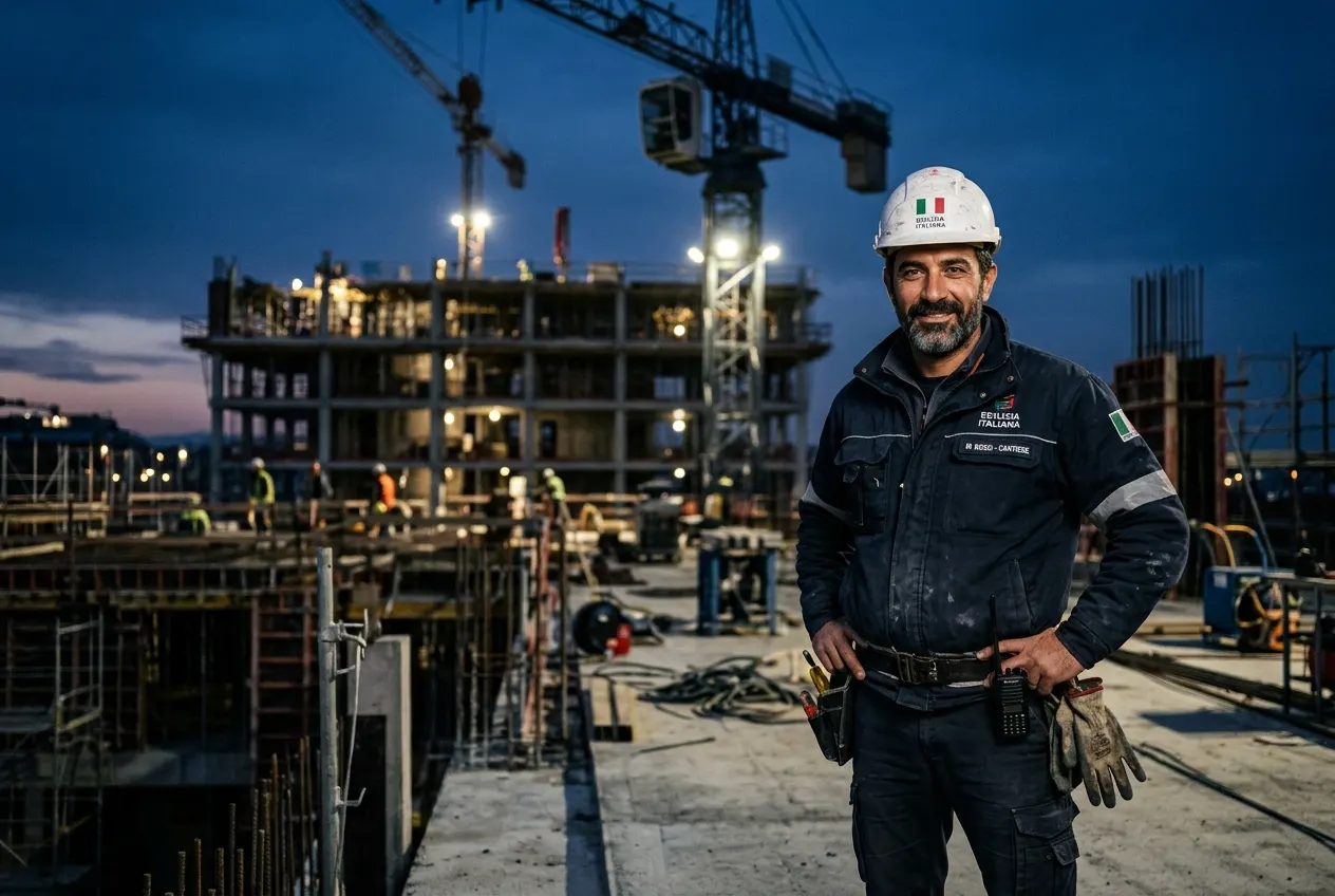 Professionista edile in cantiere